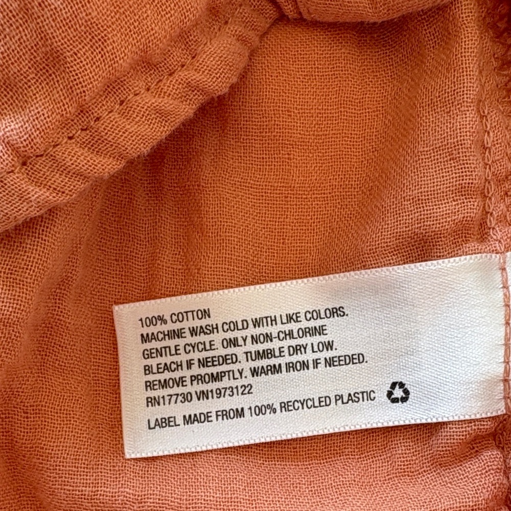 Pastel Orange/Coral Button Down Shirt 100% Cotton Lightweight Casual Top XL - Picture 5 of 9